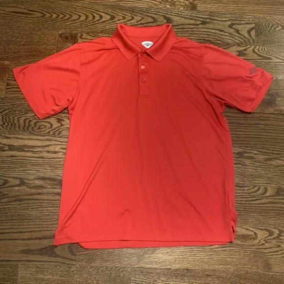 Callaway Men's Large Golf Polo Red Short Sleeve Shirt 100% Polyester Logo - Picture 1 of 5